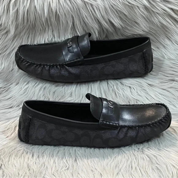 COACH Men’s C Coin Leather Driver Loafer, Black. New - Picture 1 of 8